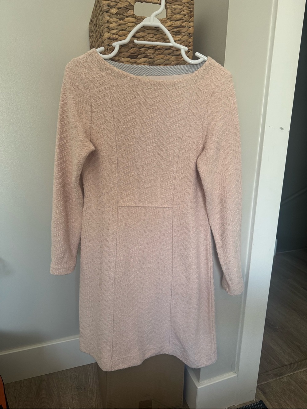 Anthropologie Women's Long Sleeve Textured Shift Dress - Pale Pink